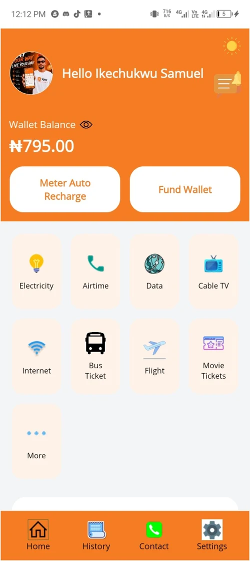 Xpay Android dashboard screen